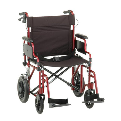 NOVA - 332R 22" TRANSPORT CHAIR /12" REAR WHEELS RED