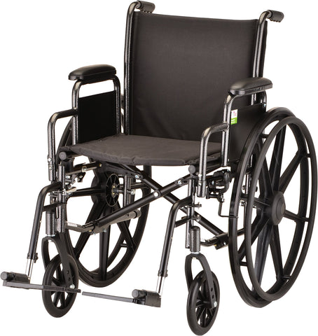 NOVA - 5160S 16″ Steel Wheelchair w/ Detachable Arms & Footrests