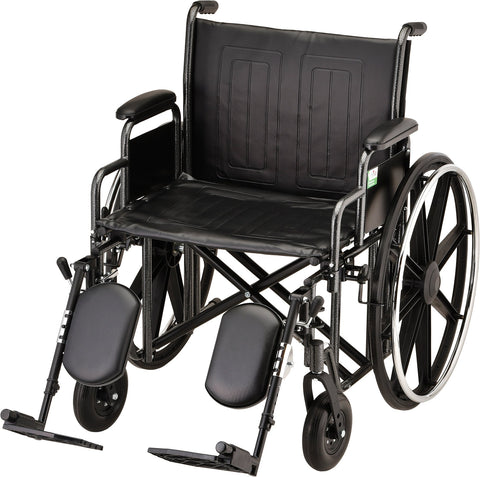 NOVA - 5220S 22″ Steel Wheelchair w/ Detachable Desk Arms & Swing Away Footrests