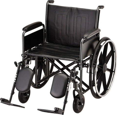 NOVA - 5221SE 22″ Steel Wheelchair w/ Detachable Full Arms & Elevating Leg Rests